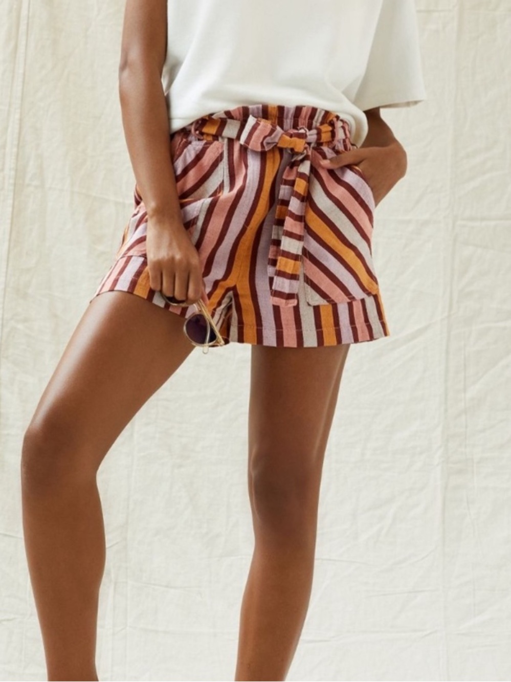Anthropolgie Striped Belted Shorts